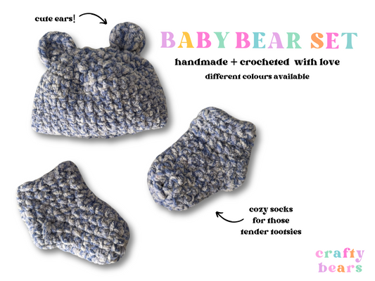 Adorable Handmade Crocheted Baby Hat and Booties Set